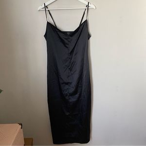 AFRM Dress Little Black Slip Midi Cocktail Wedding Guest Neutral
